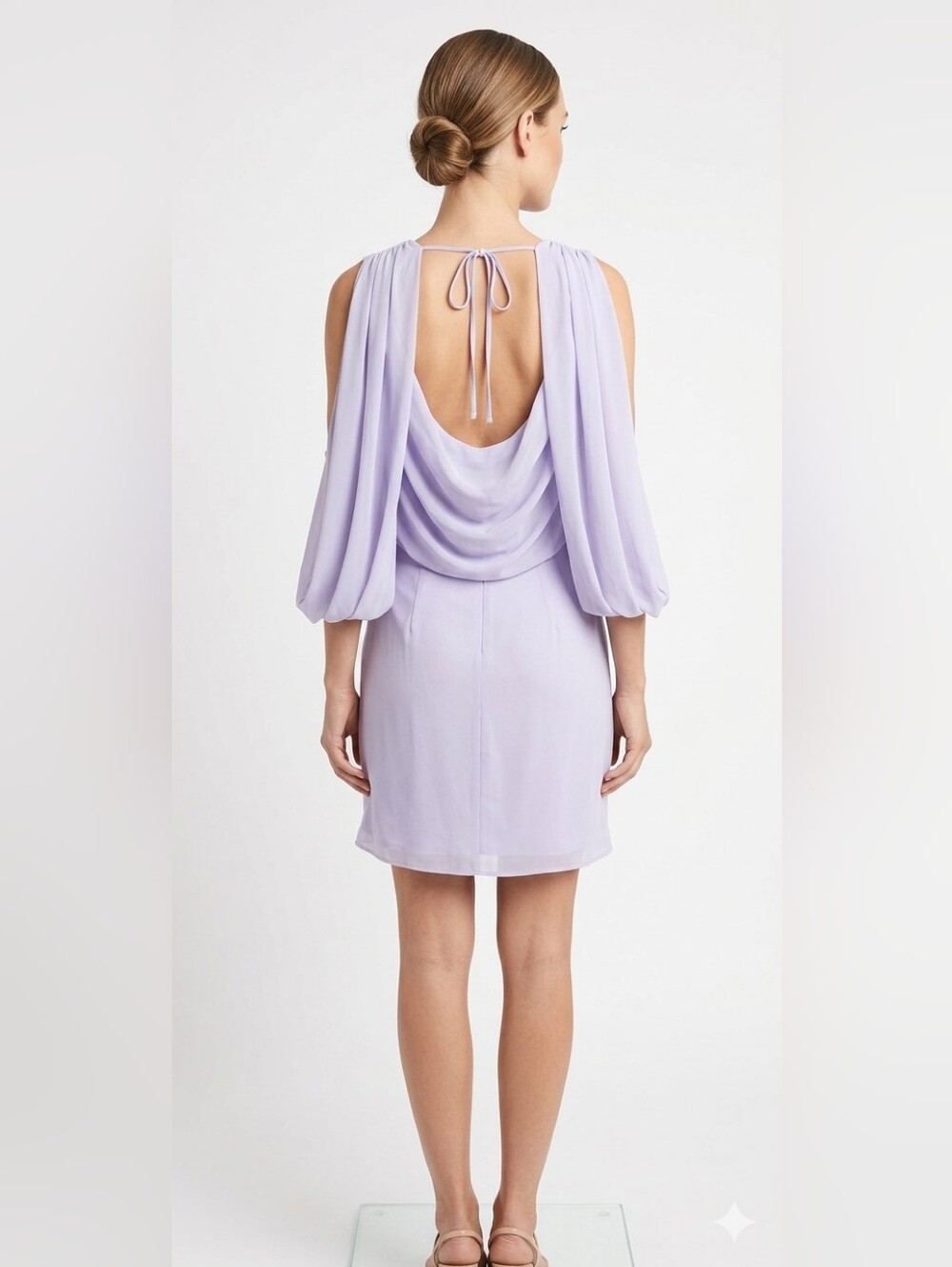 Halston Heritage Lavender Blouson Mini Dress